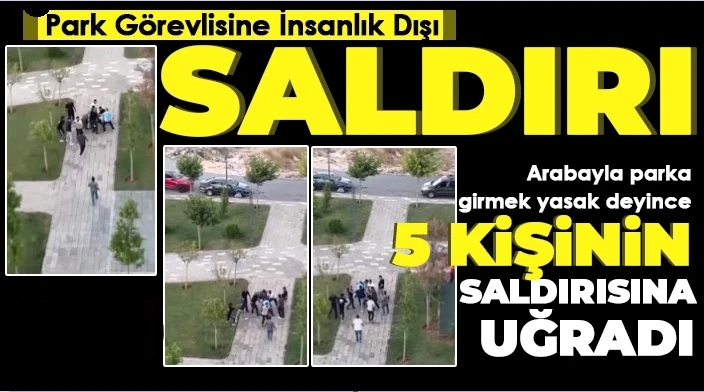 5 kişi park görevlisine saldırdı