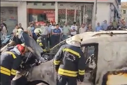 Gaziantep'te park halindeki araçta yangın!