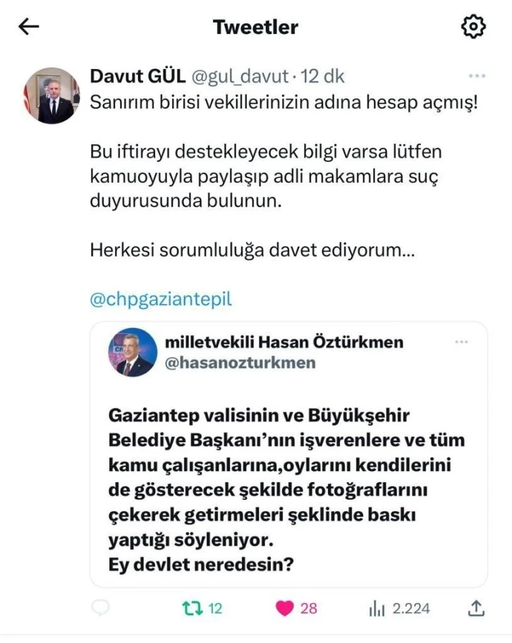 Vali Gül'den o twite sert tepki... Herkesi sorumluluğa davet ediyorum