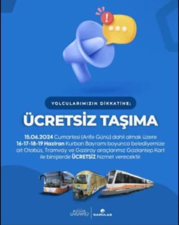 Gaziantep Kart ile bitişlerde ulaşalım ücretsiz ;